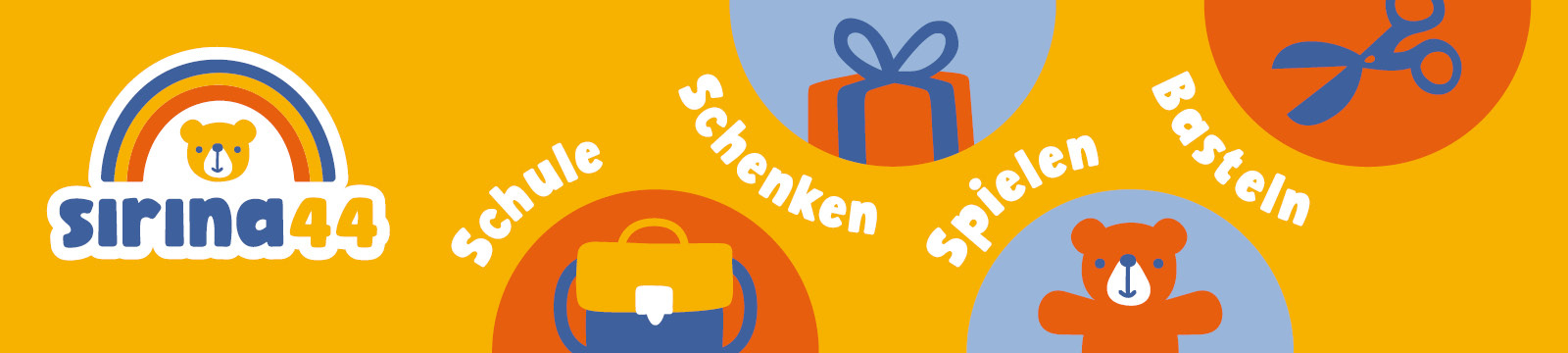 Shop-Banner Sirina44 - Schule, Schenken, Spielen, Basteln
